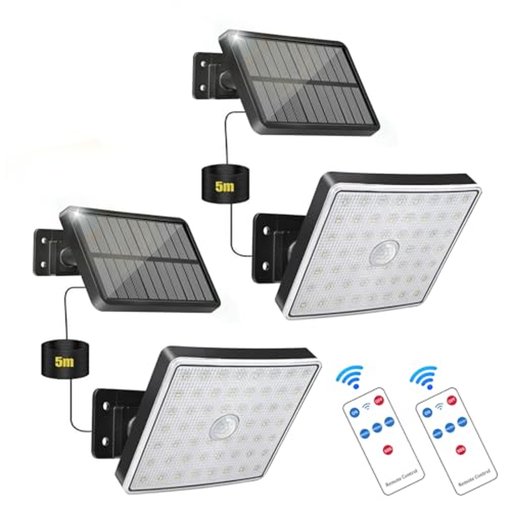 KYOTECH Solární lampy pro venkov s pohybovým senzorem, 2 kusy 56 LED solárních reflektorů, 3 módy IP65 solární reflektor s 5m ka